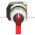 Allen Bradley 800T-16JR20KQ1AX NEMA 4,13 Illuminated Selector Switch 3 Positon Spr Ret Both Xfmr 120V 50/60Hz Red Knob Lever Product Image